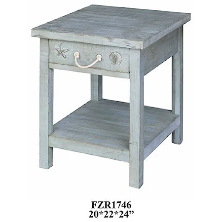 Bayside Blue Shell 1 Drawer End Table